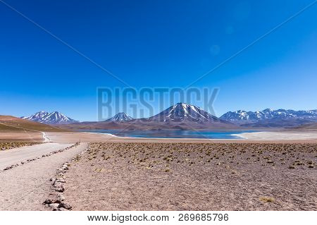 Lagunas Altiplanicas, Miscanti Y Miniques, Amazing View At Atacama Desert. Chile, South America.