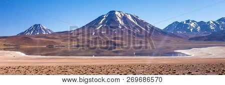 Lagunas Altiplanicas, Miscanti Y Miniques, Amazing View At Atacama Desert. Chile, South America.