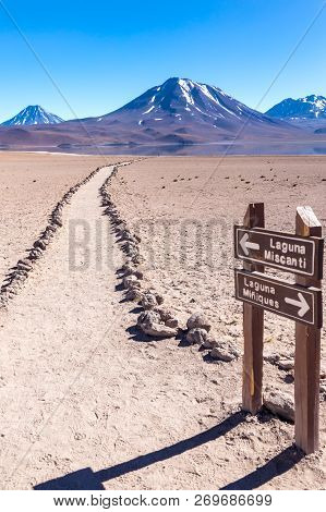 Lagunas Altiplanicas, Miscanti Y Miniques, Amazing View At Atacama Desert. Chile, South America.
