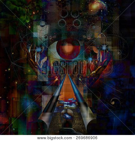 Abstract painting, human thoughts. Faith in God. 3D Rendering