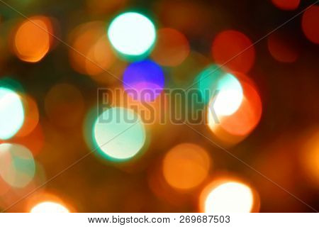 Colorful Lights Bokeh Background, Chrismas Lights Bokeh. Colorful Abstract Background. Blurred And G