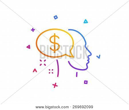 Pay Line Icon. Think About Money Sign. Beggar Symbol. Gradient Line Button. Pay Icon Design. Colorfu