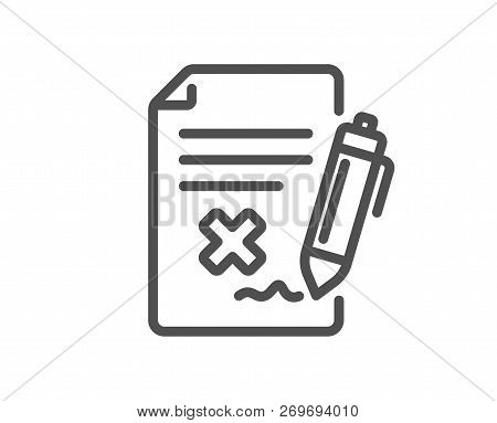 Reject File Line Icon. Decline Document Sign. Delete File. Quality Design Flat App Element. Editable
