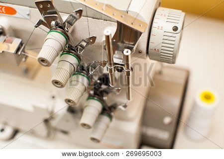 Thread Tangled Around Sewing Machine Take-up Arm. Part Of Sewing Machine, Top View