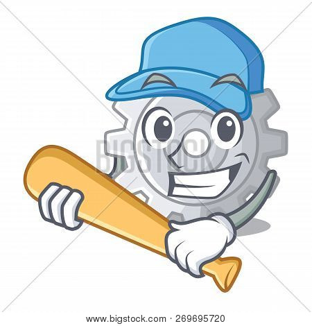 Playing Baseball Roda Gear Simple Image On Cartoon