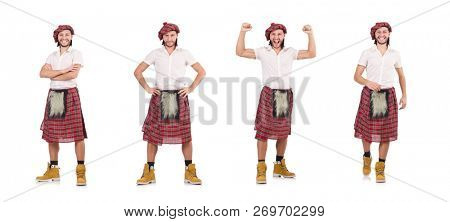 Happy Scotsman isolated on white