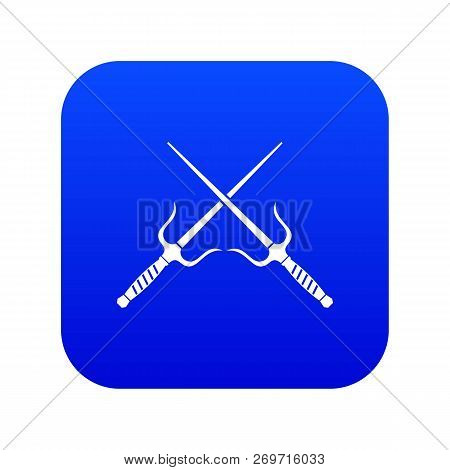 Pair Of Sai Icon Digital Blue For Any Design Isolated On White Vector Illustration
