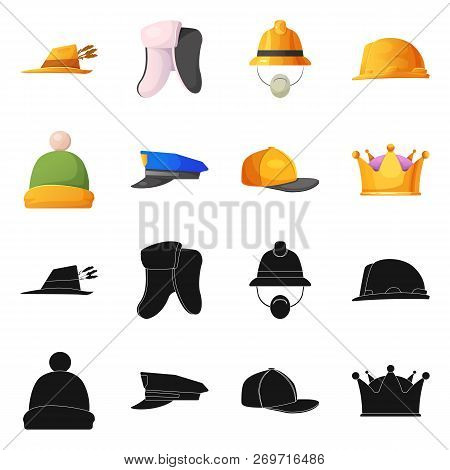 Isolated Object Of Headgear And Cap Sign. Collection Of Headgear And Accessory Stock Vector Illustra
