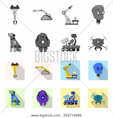Vector Illustration Of Robot And Factory Symbol. Set Of Robot And Space Stock Vector Illustration.