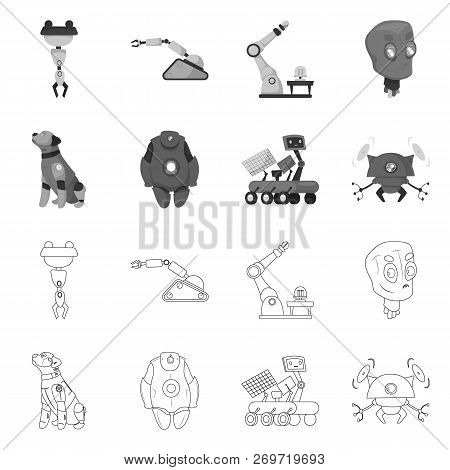 Vector Design Of Robot And Factory Symbol. Collection Of Robot And Space Stock Vector Illustration.