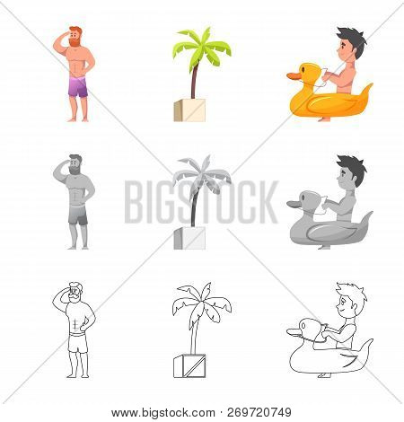 Vector Design Of Pool And Swimming Logo. Set Of Pool And Activity Stock Symbol For Web.