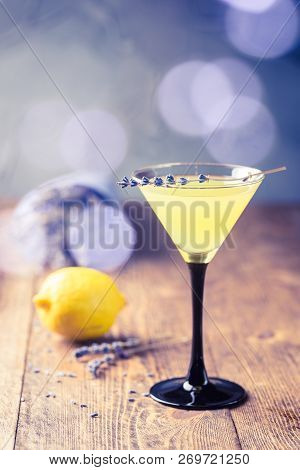 Traditional Italian Lemon Liqueur Limoncello And Fresh Citrus Lemon. Alcoholic Beverage.