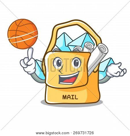 With Basketball Bag Sack Fill In Cartoon Mail