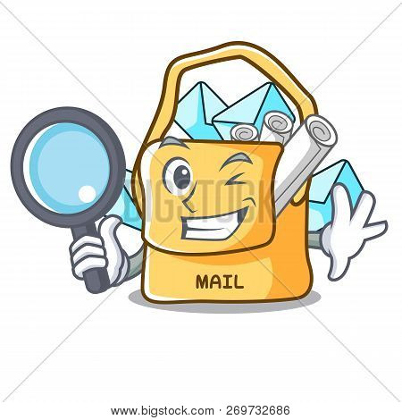 Detective The Bag With Shape Mail Cartoon