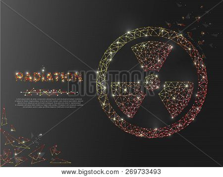 Radiation. Low Poly Wireframe Illustration Style. Vector Polygonal Image In The Form Of A Starry Sky