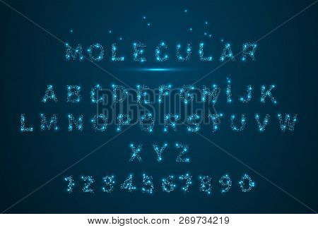 Molecules Alfabet 3d Concept Of Neurons And Nervous System Neon. Low Poly Wireframe Illustration Sty