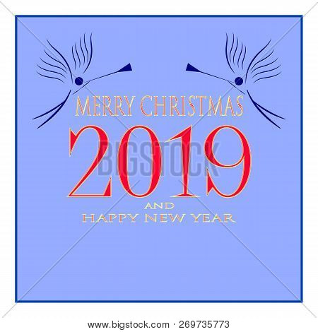Christmas Angels With Quote Merry Christmas As Symbol Of Christmas And New Year. Fashion Design. Mod