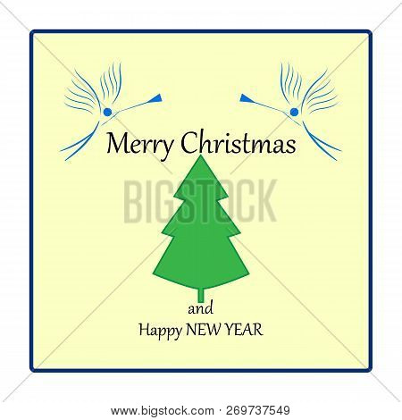 Christmas Angels With Quote Merry Christmas As Symbol Of Christmas And New Year. Fashion Design. Mod