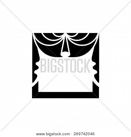 Vector Illustration Of Fabric Valance With  Asymmetric Swags. Flat Icon Of Window Pelmet. Isolated O