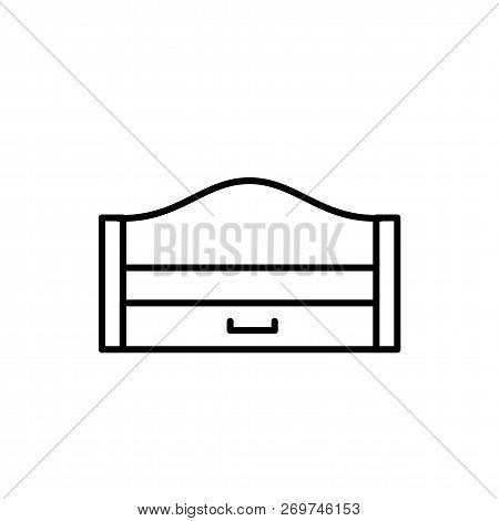 Black & White Vector Illustration Of Wooden Pull-out Sleeper. Modern Sofa With Bed. Line Icon Of Set