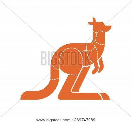 Cut Of Meat Kangaroo.  Wallaby Silhouette Scheme Lines Of Different Parts Meat. How To Cut Flesh Wal