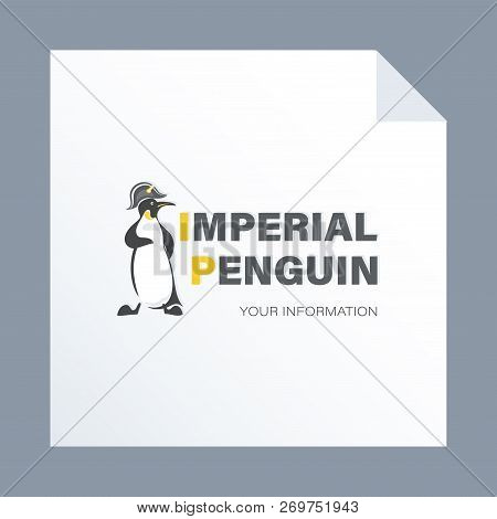 Imperial Penguin In A Headdress Of Napoleon And An Inscription. Capital Letters Are Highlighted. The