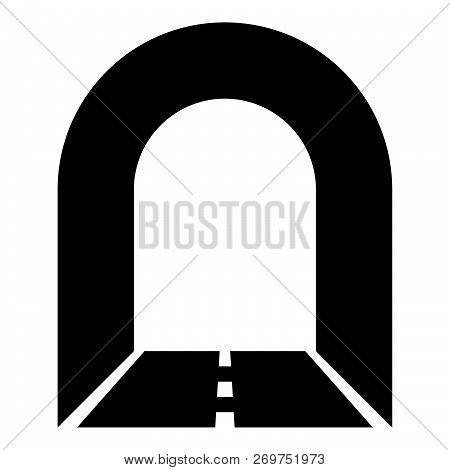 Subway Tunnel With Road For Car Icon Black Color Vector Illustration Flat Style Simple Image