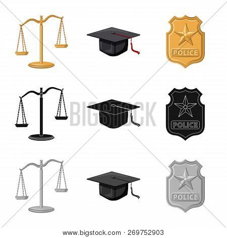 Vector Design Of Law And Lawyer Logo. Set Of Law And Justice Stock Symbol For Web.