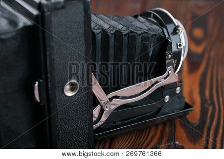 Moscow, Russia, April 14, 2017. The Old Soviet Medium Format Scaling Camera Moskwa-3, Released1951.