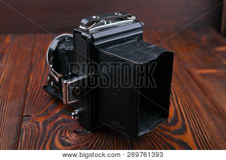 Moscow, Russia, April 14, 2017. The Old Soviet Medium Format Scaling Camera Moskwa-3, Released1951.