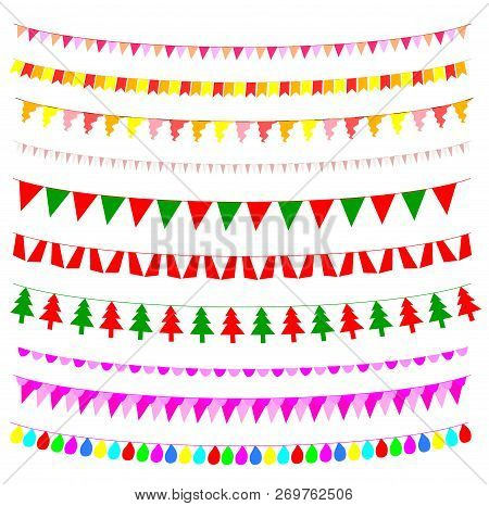Multicolored Bunting Vector, Design Elements Colour Flag.