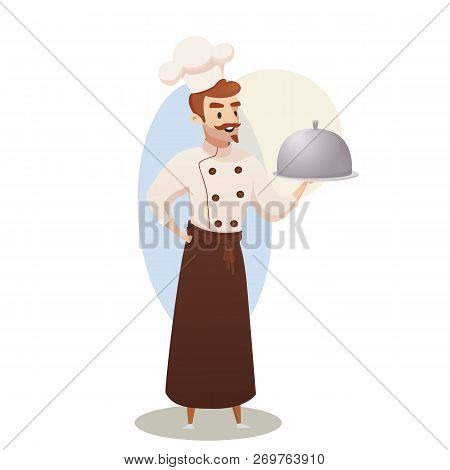 Concept Illustration Of The Restaurant Business. Vector Illustration Of A Cartoon Character Shef Coo