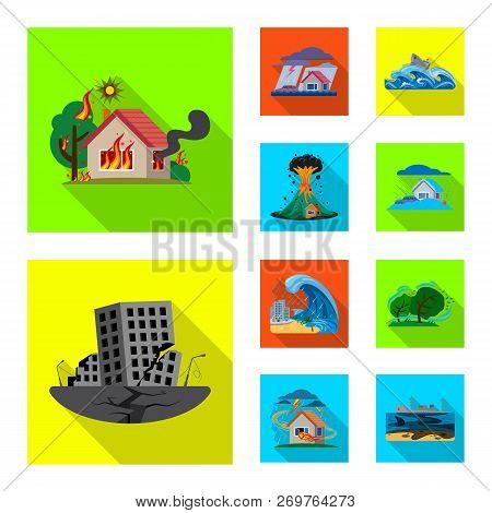 Vector Illustration Of Natural And Disaster Icon. Set Of Natural And Risk Stock Symbol For Web.