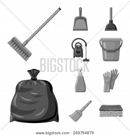Vector Design Of Cleaning And Service Icon. Set Of Cleaning And Household Vector Icon For Stock.