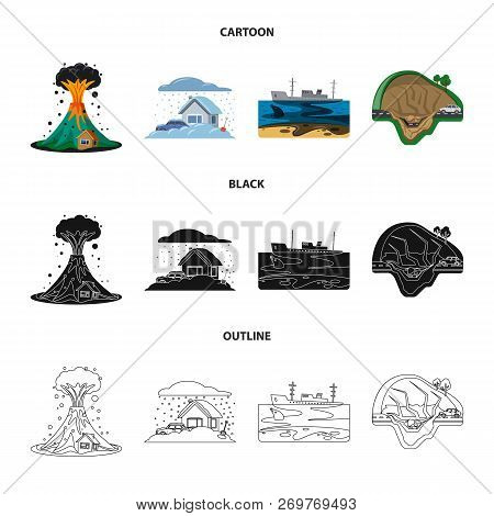 Vector Illustration Of Natural And Disaster Symbol. Collection Of Natural And Risk Stock Vector Illu