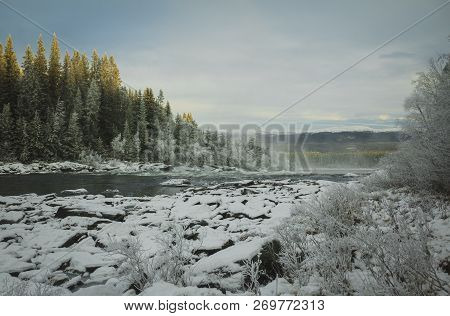 Winter Frozen River Tannforsen