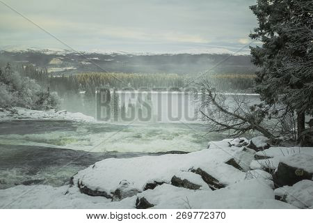 Winter Frozen River Tannforsen