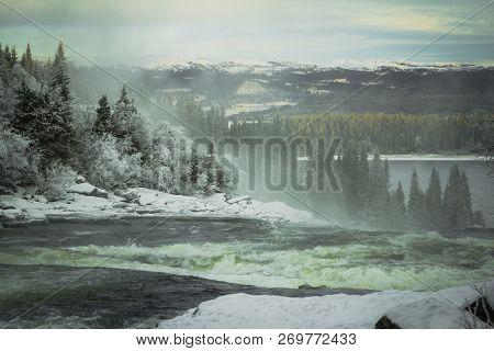 Winter Frozen River Tannforsen