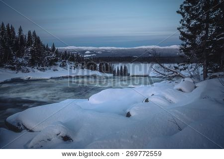 Winter Frozen River Tannforsen