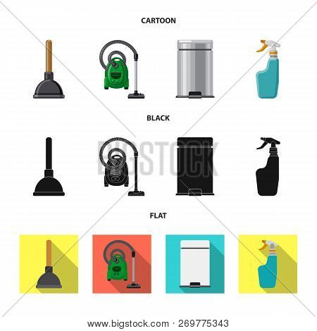 Vector Design Of Cleaning And Service Icon. Collection Of Cleaning And Household Vector Icon For Sto