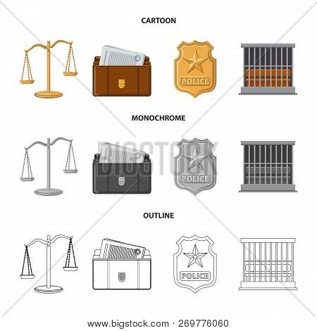 Isolated Object Of Law And Lawyer Icon. Set Of Law And Justice Stock Vector Illustration.