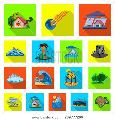 Vector Illustration Of Natural And Disaster Icon. Set Of Natural And Risk Vector Icon For Stock.