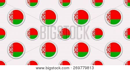 Belarus Round Flag Seamless Pattern. Belarusian Background. Vector Circle Icons. Geometric Symbols. 