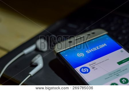 Bekasi, West Java, Indonesia. November 20, 2018 : Shazam Dev App On Smartphone Screen. Shazam Is A F