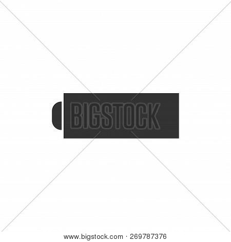 Battery. Black Icon Flat On White Background