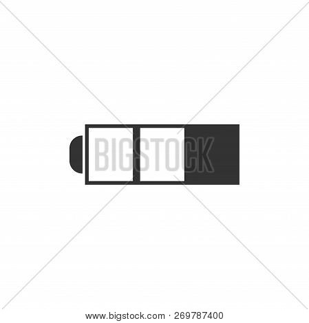 Battery. Black Icon Flat On White Background