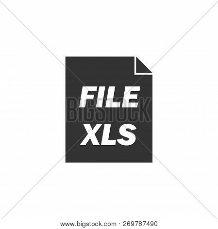 Xls. Black Icon Flat On White Background