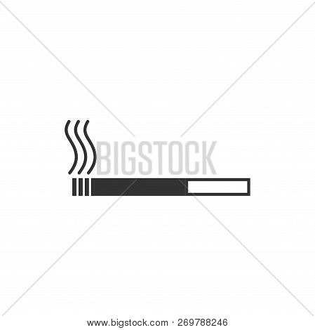Cigarette. Black Icon Flat On White Background