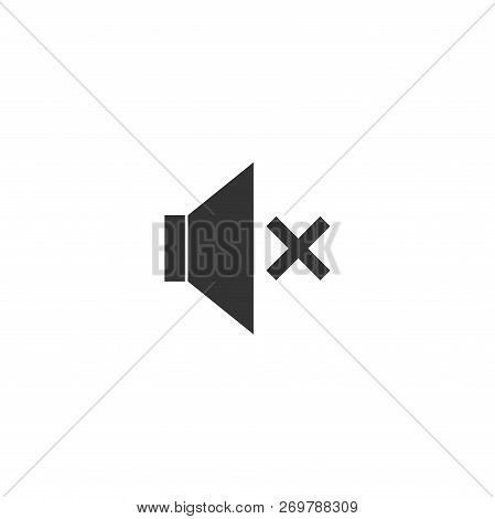 Mute. Black Icon Flat On White Background