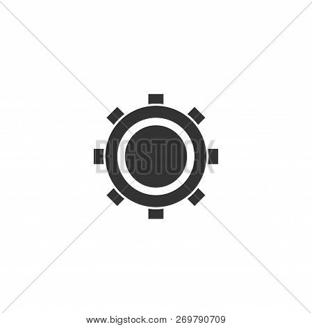 Cog. Black Icon Flat On White Background